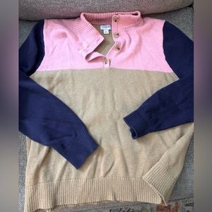 J Crew Factory Button jacquard pullover sweater - Large
